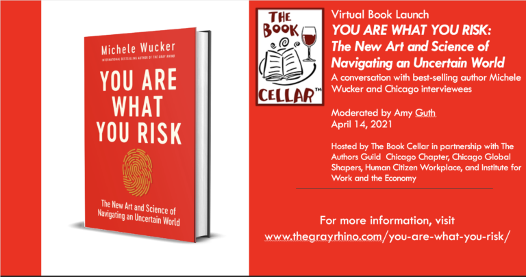 Photo of YOU ARE WHAT YOU RISK BOOK Cover with The Book Cellar Logo and event description