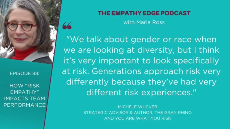 photo of a woman next to quote: “We talk about gender or race when we are looking at diversity, but I think it’s very important to look specifically at risk. Generations approach risk very differently because they’ve had very different risk experiences.” — Michele Wucker