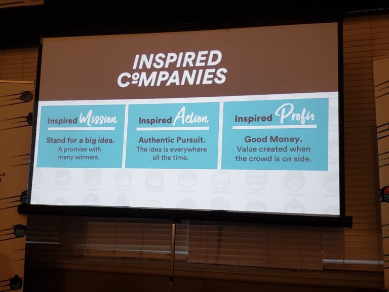 Slide with graphic: Inspired Mission, Inspired Profit Action
