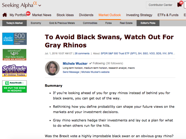 To Avoid Black Swans, Watch Out for Gray Rhinos